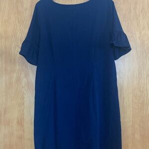 J Crew Navy Blue 100% Cotton Bell Sleeve Dress sz M